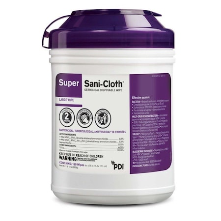 Super Sani-Cloth Surface Disinfectant Wipe, Large Canister, 160PK Q55172